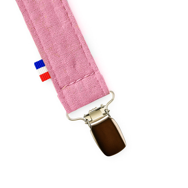 Attache Tetine-en Coton Bio Teddy Rose madeinfrance
