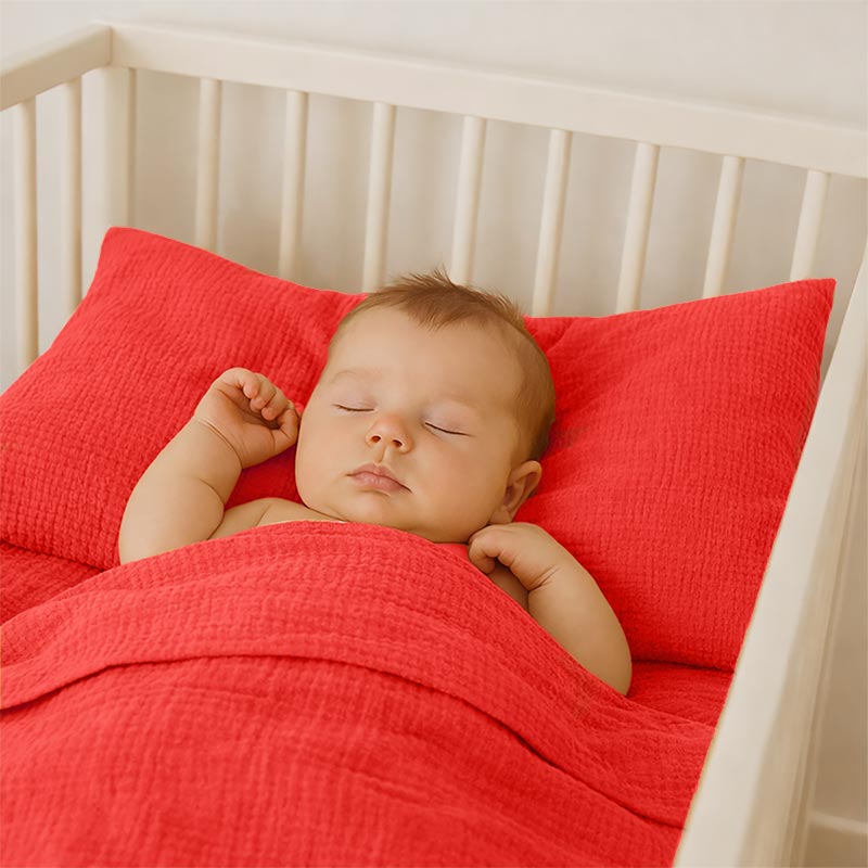 drap plat 80x110 coton bio fraise papate bébé texture