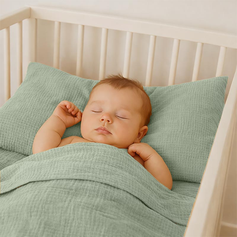drap plat 80x110 coton bio vert bébé papate
