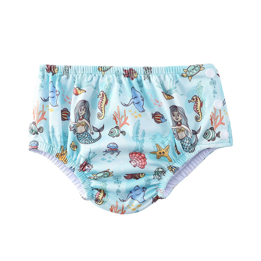 Couche de Bain Réutilisable Bébé - Maillot de Bain Dessin Animé Réglable Fille Garçon, Été