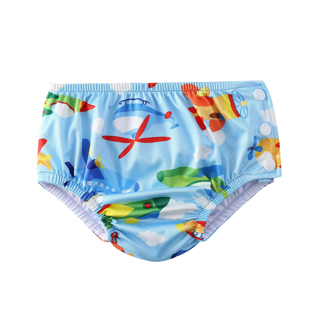 Couche de Bain Réutilisable Bébé - Maillot de Bain Dessin Animé Réglable Fille Garçon, Été