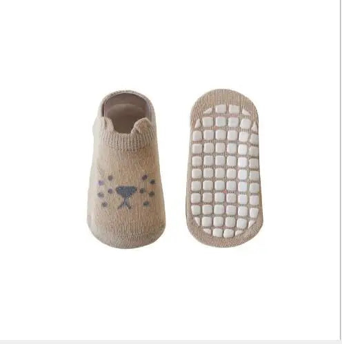 Lot de 3 Paires Chaussettes Antidérapantes Enfant - Coton Peigné Dessin Animé, 0-5 Ans, Eté