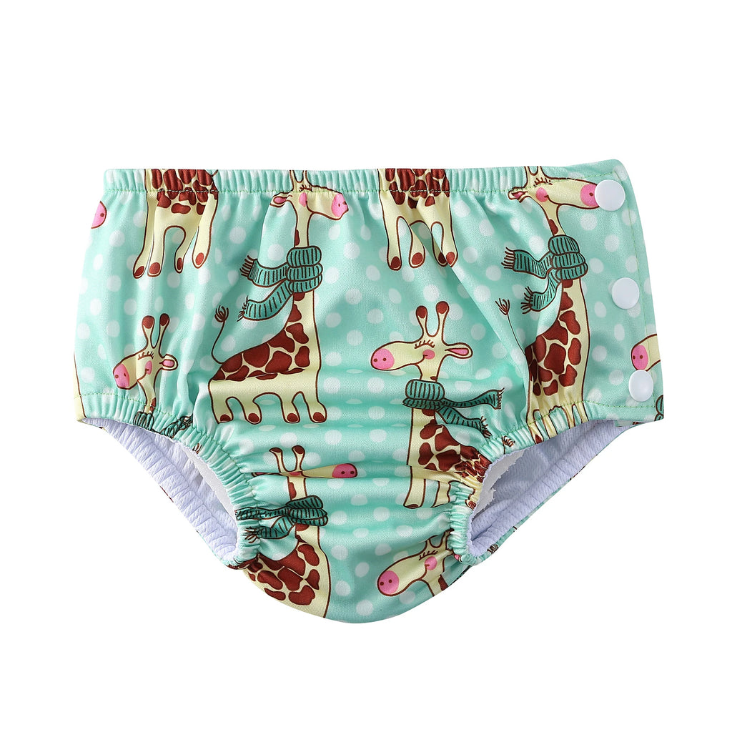 Couche de Bain Réutilisable Bébé - Maillot de Bain Dessin Animé Réglable Fille Garçon, Été