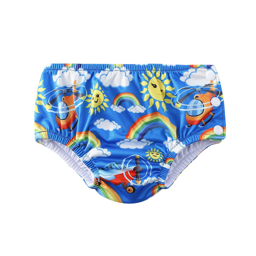 Couche de Bain Réutilisable Bébé - Maillot de Bain Dessin Animé Réglable Fille Garçon, Été