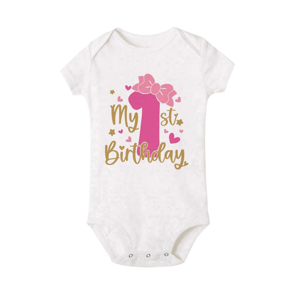 Body bébé fille « Mon 1er anniversaire » – Manches volantées