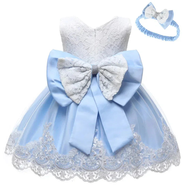 Robe de cérémonie bébé fille – Robe + serre-tête (anniversaire, baptême)