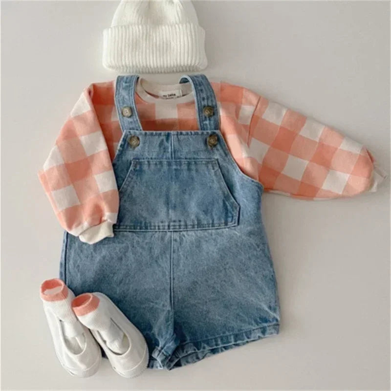 Salopette en Jean Bébé - Short À Bretelles Mixte Été, Fille Garçon 6M-3 Ans
