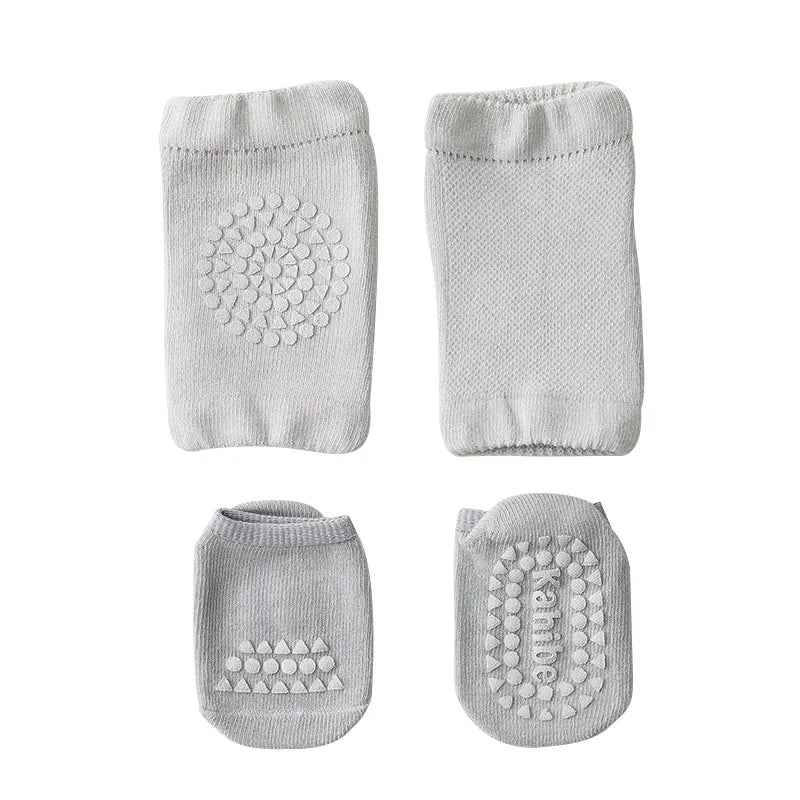 Set Genouillères + Chaussettes Antidérapantes Bébé - Protection Genou pour Ramper, Fille Garçon 0-3 Ans