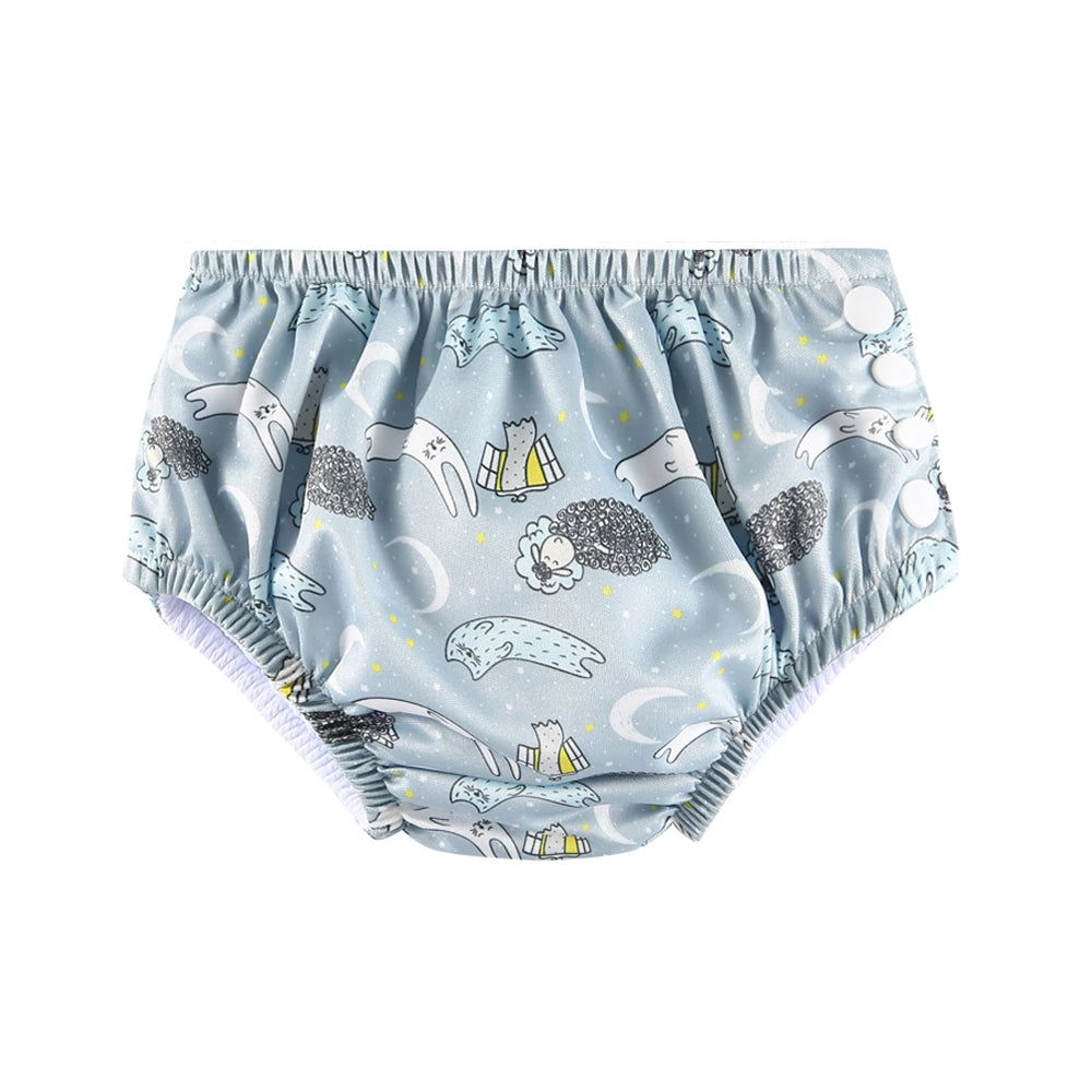 Couche de Bain Réutilisable Bébé - Maillot de Bain Dessin Animé Réglable Fille Garçon, Été