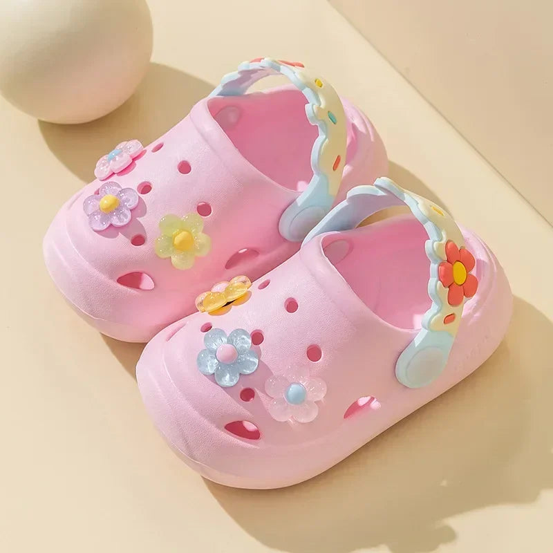 Sabots Fleurs Bébé Fille - Chaussures Princesse Antidérapantes EVA, Plage & Jardin, Tailles 18-29