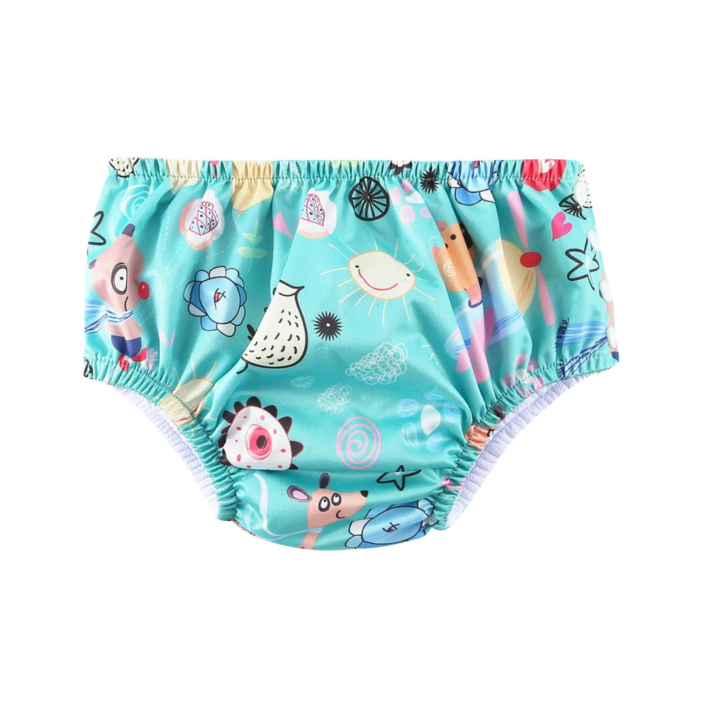 Couche de Bain Réutilisable Bébé - Maillot de Bain Dessin Animé Réglable Fille Garçon, Été