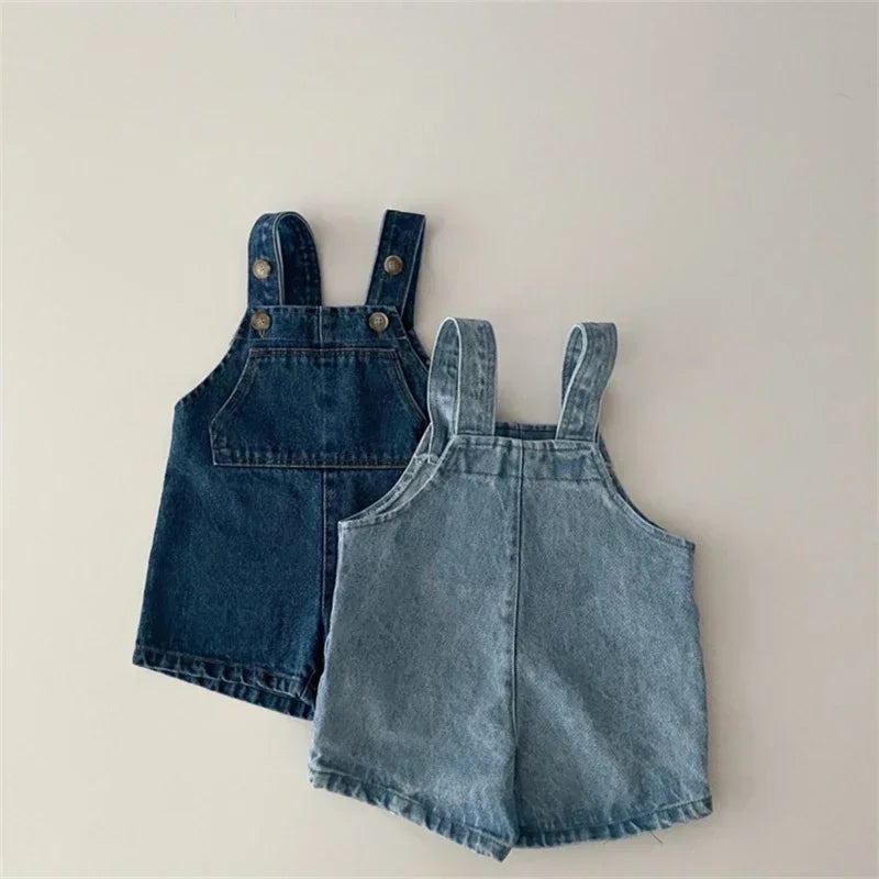 Salopette en Jean Bébé - Short À Bretelles Mixte Été, Fille Garçon 6M-3 Ans