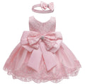 Robe de cérémonie bébé fille – Robe + serre-tête (anniversaire, baptême)