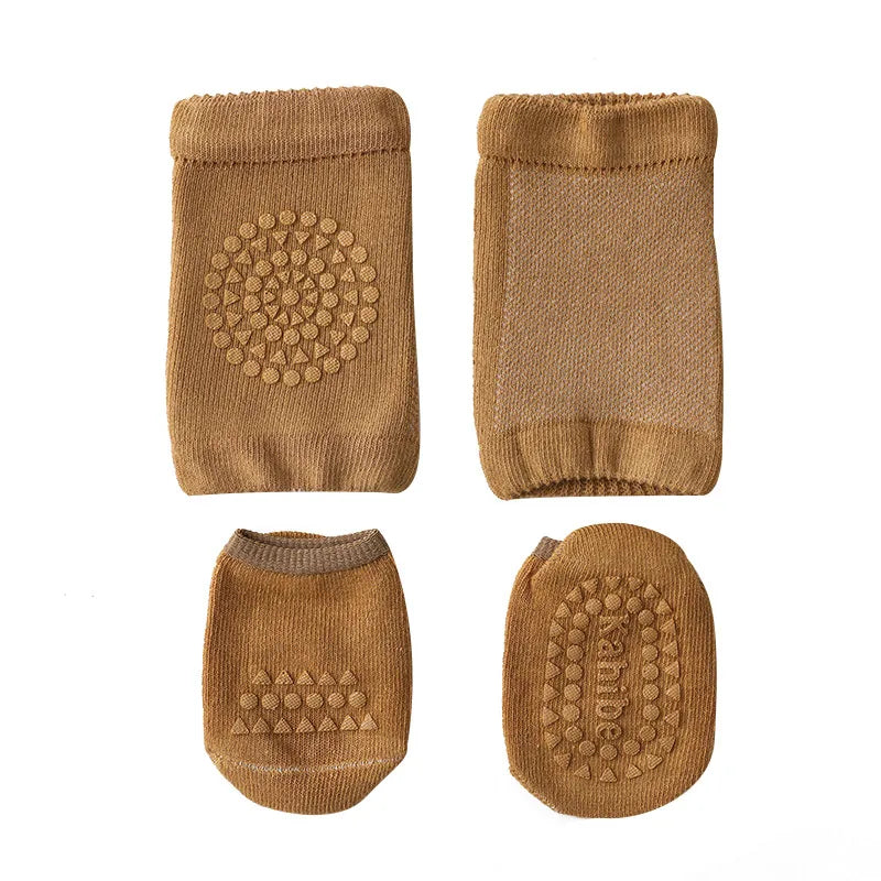Set Genouillères + Chaussettes Antidérapantes Bébé - Protection Genou pour Ramper, Fille Garçon 0-3 Ans