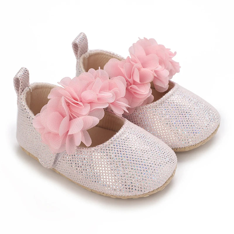Chaussures bébé fille à nœud – Semelle souple, premiers pas (0 à 18 mois)