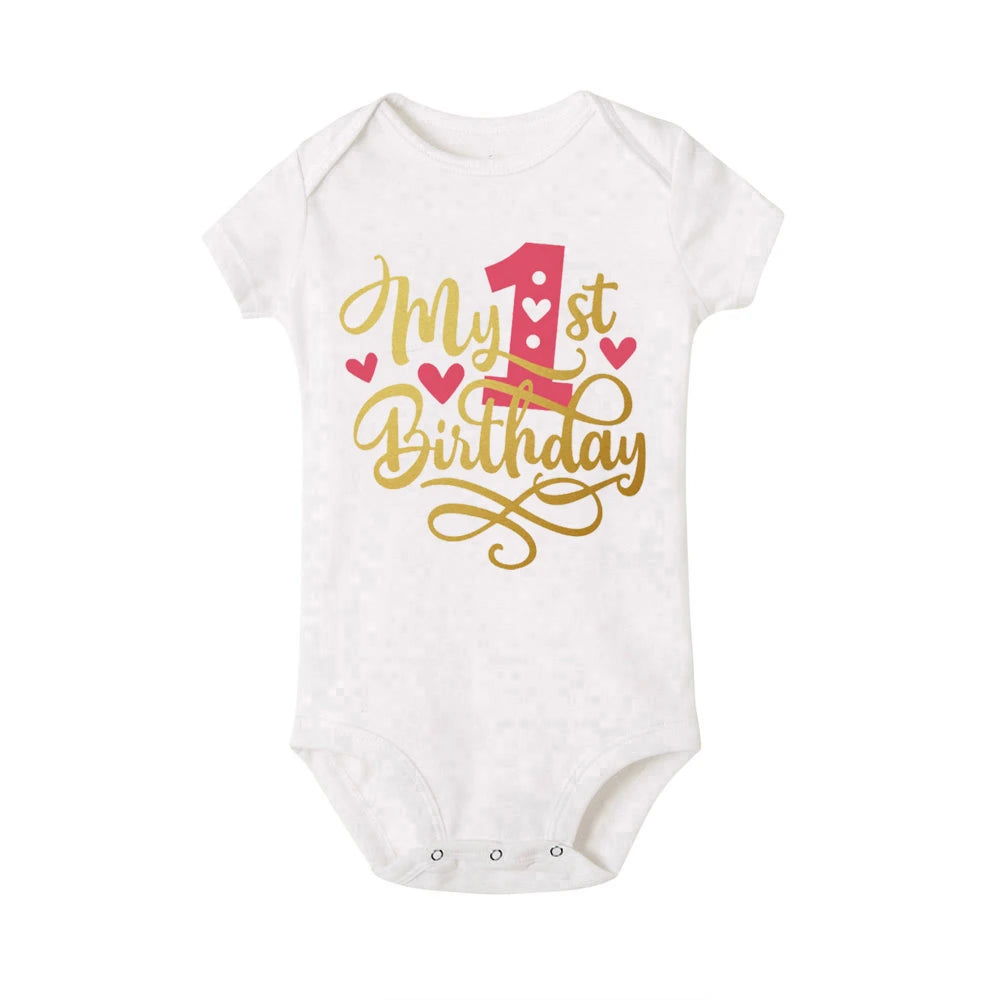 Body bébé fille « Mon 1er anniversaire » – Manches volantées