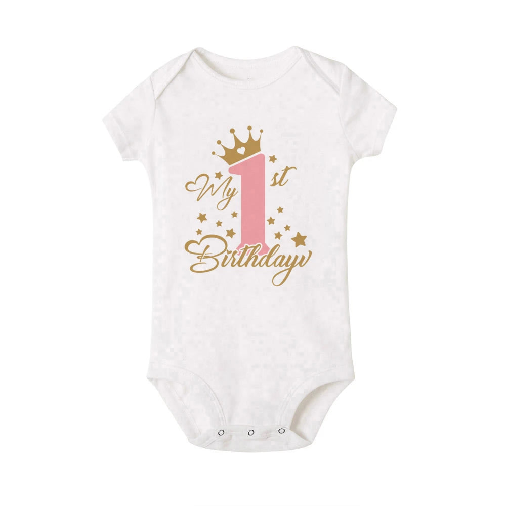 Body bébé fille « Mon 1er anniversaire » – Manches volantées