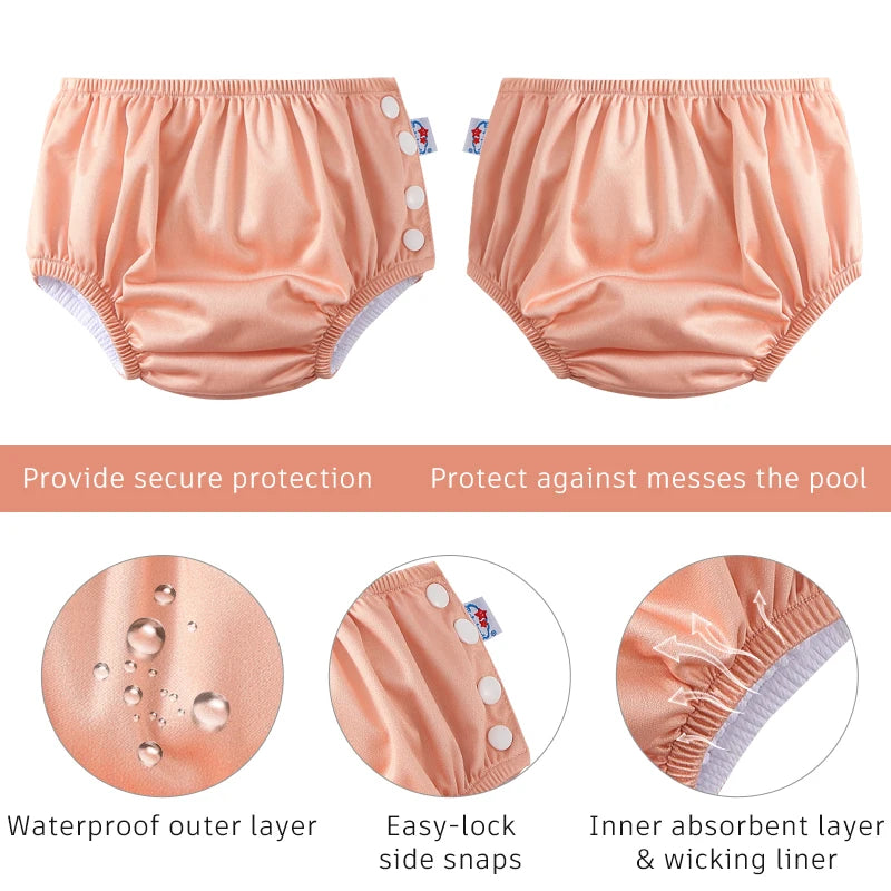 Couche de Piscine Imperméable Bébé - Maillot de Bain Réutilisable 0-3 Ans, Nombreux Motifs