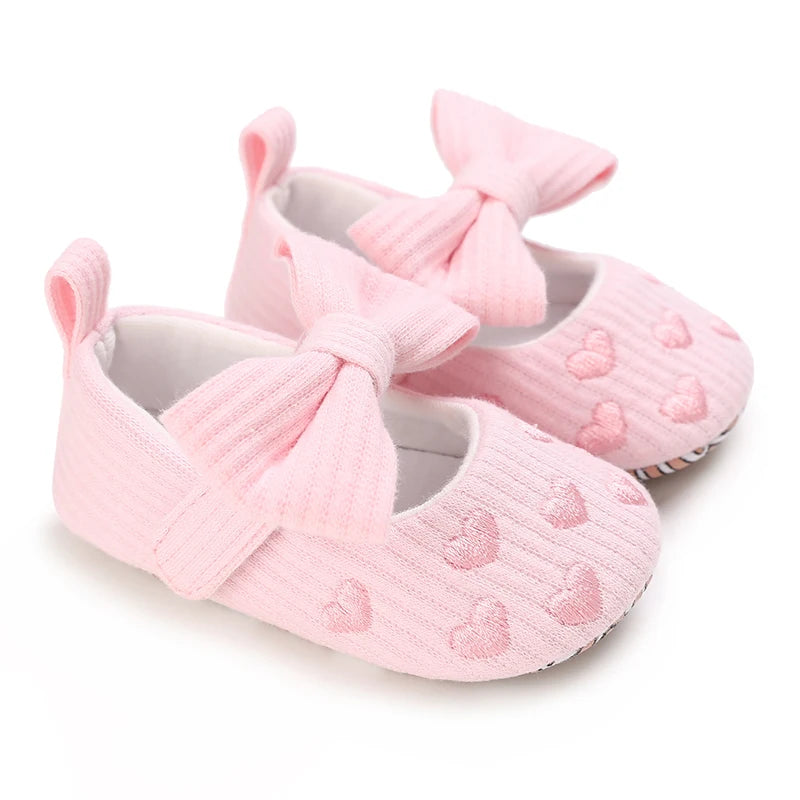 Chaussures bébé fille à nœud – Semelle souple, premiers pas (0 à 18 mois)