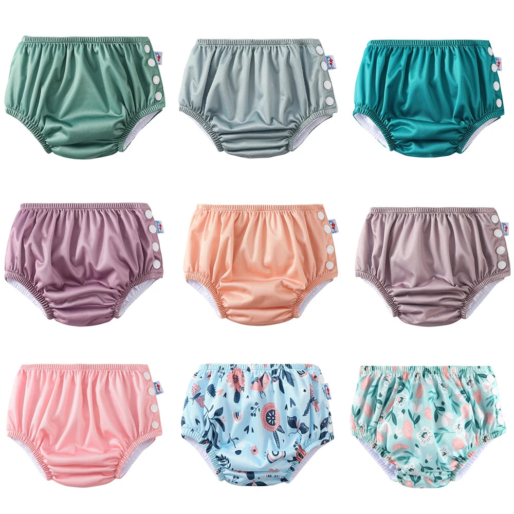 Couche de Bain Réutilisable Bébé - Maillot de Bain Dessin Animé Réglable Fille Garçon, Été