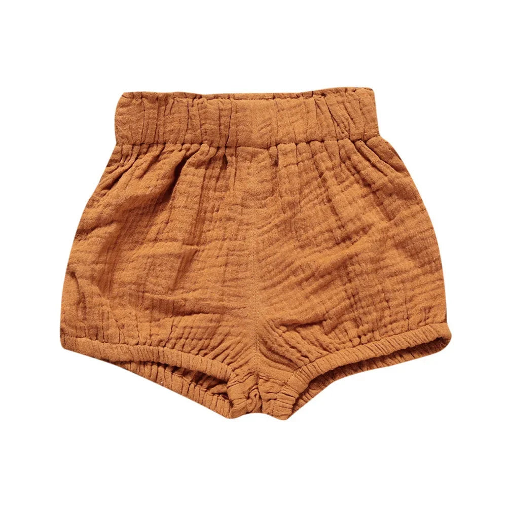 Short Bébé Coton Lin - Pantalon Court Confortable Fille Garçon, 3 Mois à 6 Ans, Été