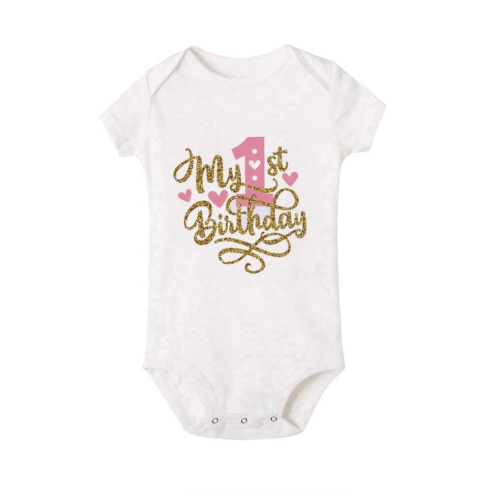 Body bébé fille « Mon 1er anniversaire » – Manches volantées