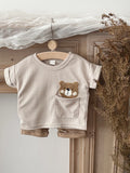 Ensemble bébé 2 pièces – T-shirt & short motif ourson