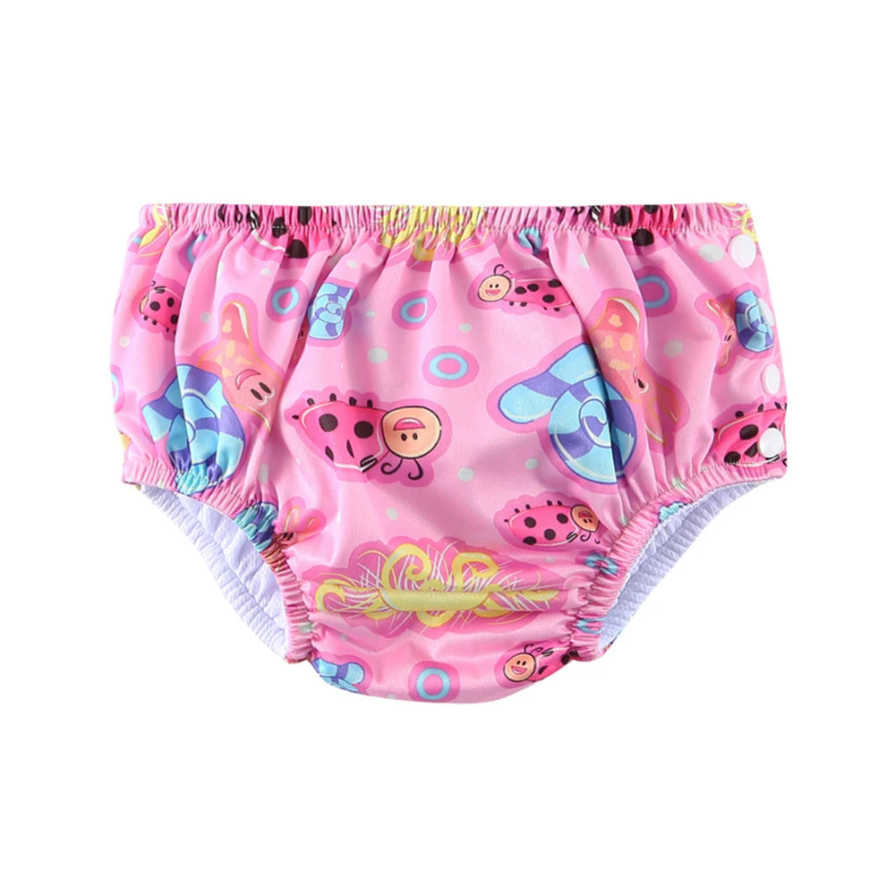 Couche de Bain Réutilisable Bébé - Maillot de Bain Dessin Animé Réglable Fille Garçon, Été