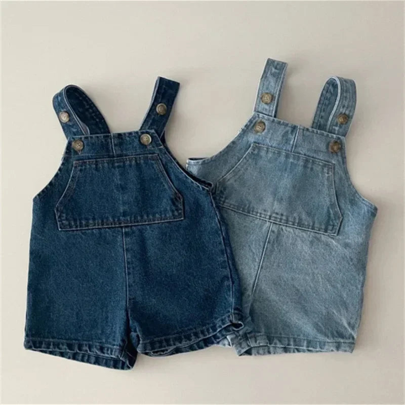 Salopette en Jean Bébé - Short À Bretelles Mixte Été, Fille Garçon 6M-3 Ans