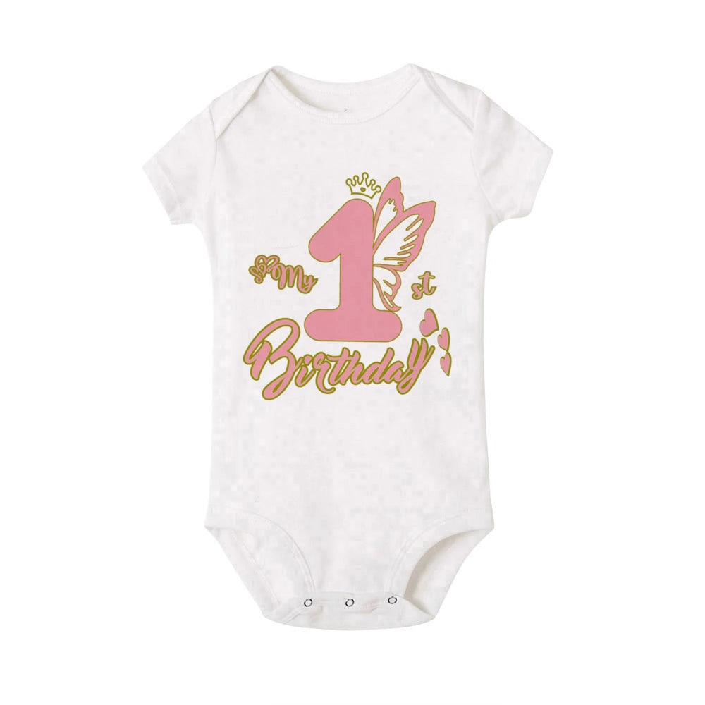 Body bébé fille « Mon 1er anniversaire » – Manches volantées