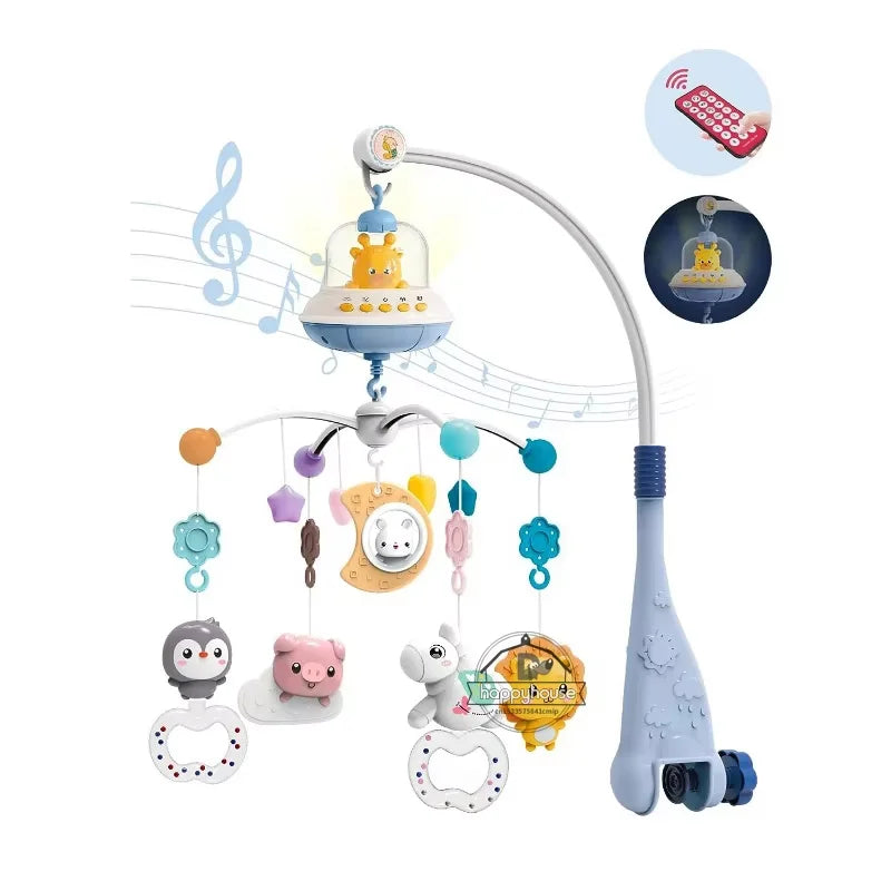 Mobile Musical pour Lit Bébé - Jouet avec Lumières, Musique et Projection, Télécommande Incluse