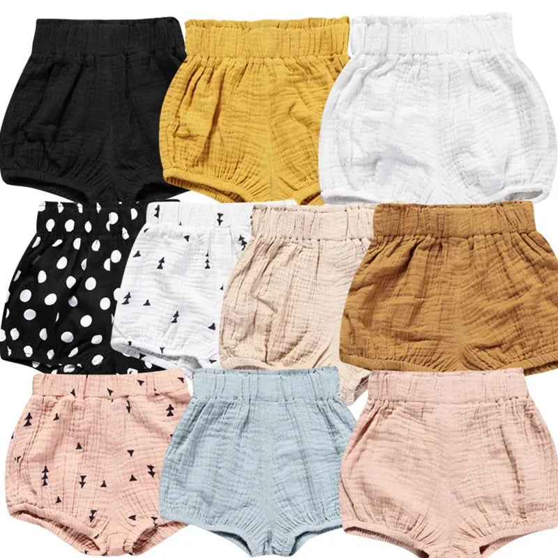 Short Bébé Coton Lin - Pantalon Court Confortable Fille Garçon, 3 Mois à 6 Ans, Été