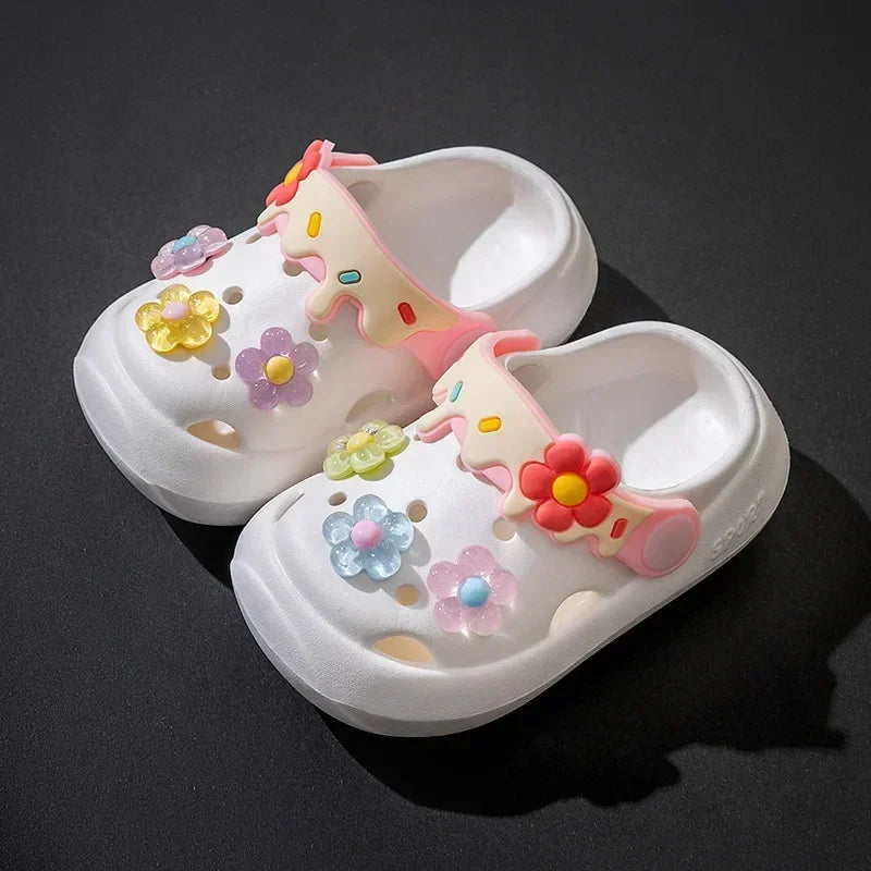 Sabots Fleurs Bébé Fille - Chaussures Princesse Antidérapantes EVA, Plage & Jardin, Tailles 18-29