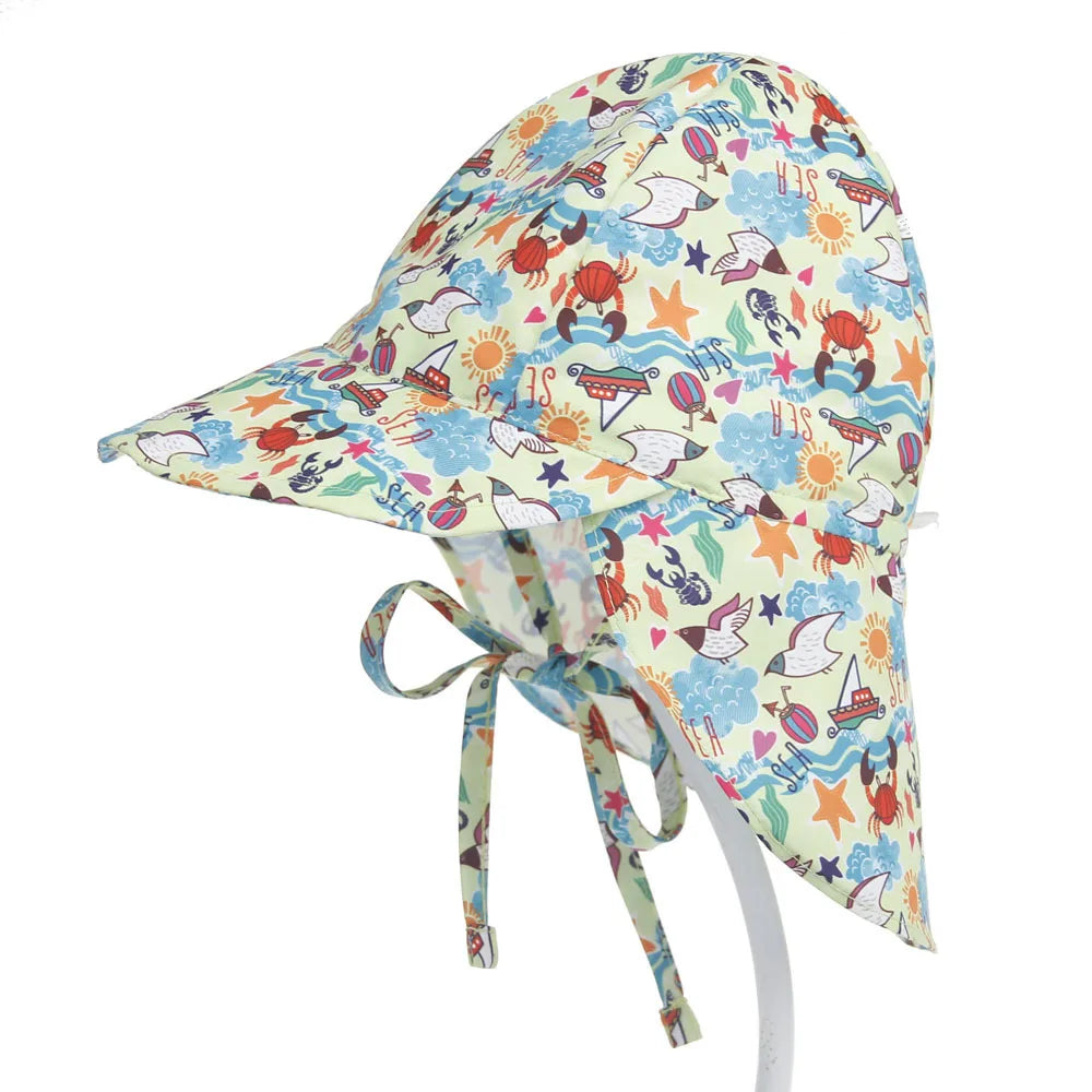 Chapeau de Soleil Réglable Bébé SPF50+ - Casquette Anti-UV Été Plage, Fille Garçon, Mesh Respirant