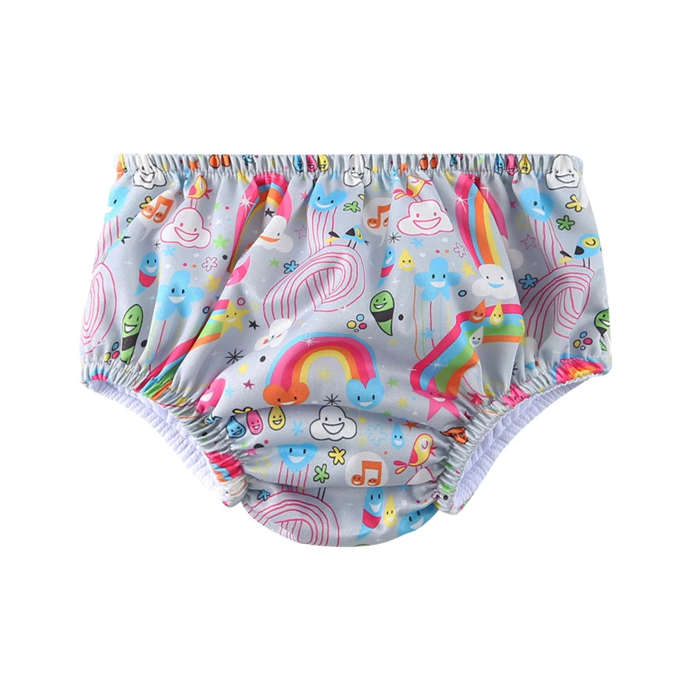 Couche de Bain Réutilisable Bébé - Maillot de Bain Dessin Animé Réglable Fille Garçon, Été