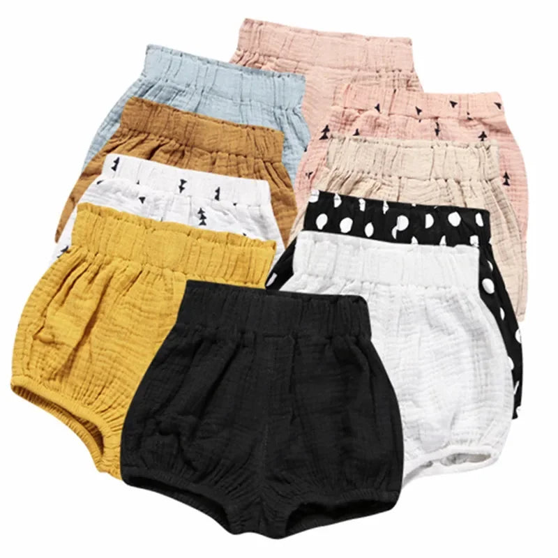 Short Bébé Coton Lin - Pantalon Court Confortable Fille Garçon, 3 Mois à 6 Ans, Été