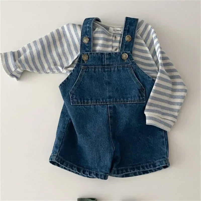 Salopette en Jean Bébé - Short À Bretelles Mixte Été, Fille Garçon 6M-3 Ans