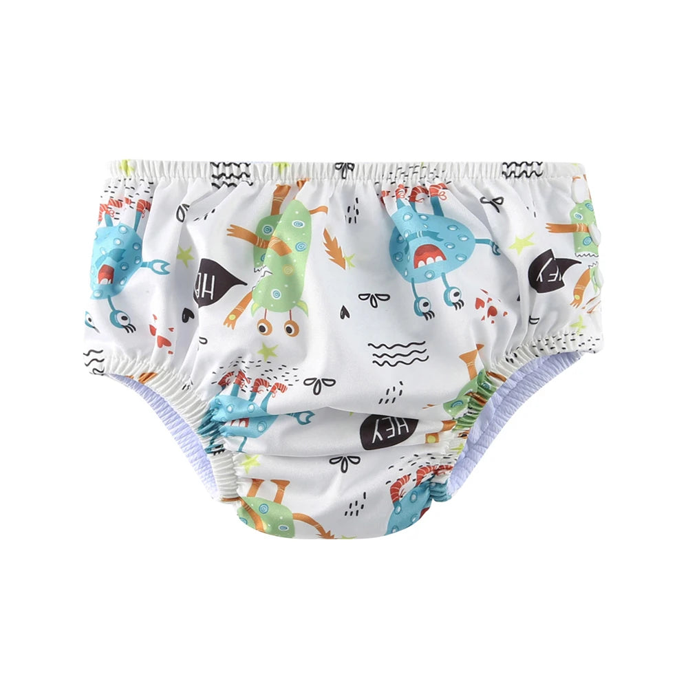Couche de Bain Réutilisable Bébé - Maillot de Bain Dessin Animé Réglable Fille Garçon, Été