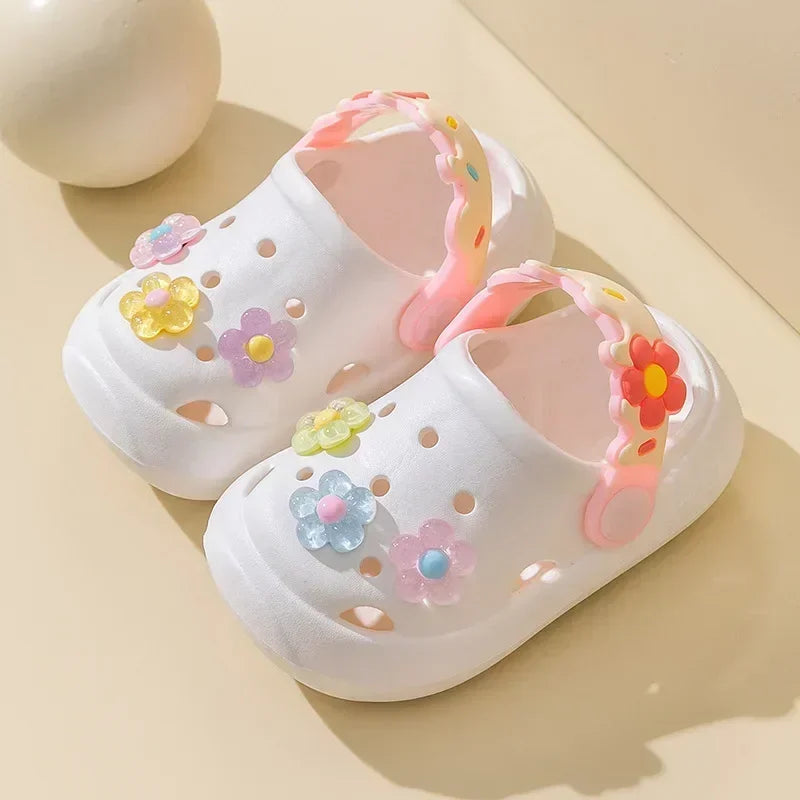 Sabots Fleurs Bébé Fille - Chaussures Princesse Antidérapantes EVA, Plage & Jardin, Tailles 18-29