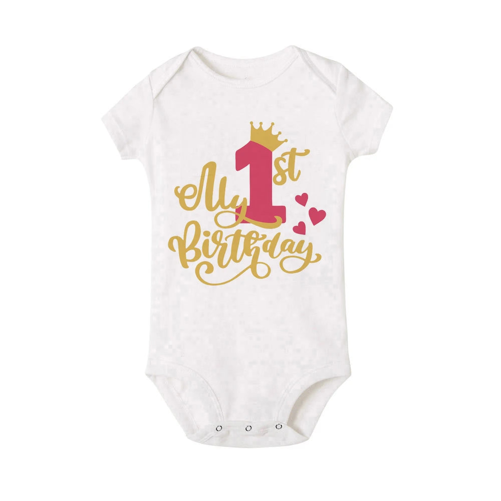 Body bébé fille « Mon 1er anniversaire » – Manches volantées