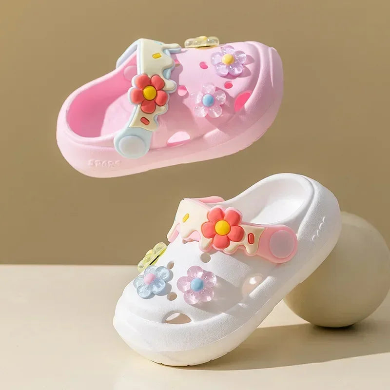 Sabots Fleurs Bébé Fille - Chaussures Princesse Antidérapantes EVA, Plage & Jardin, Tailles 18-29