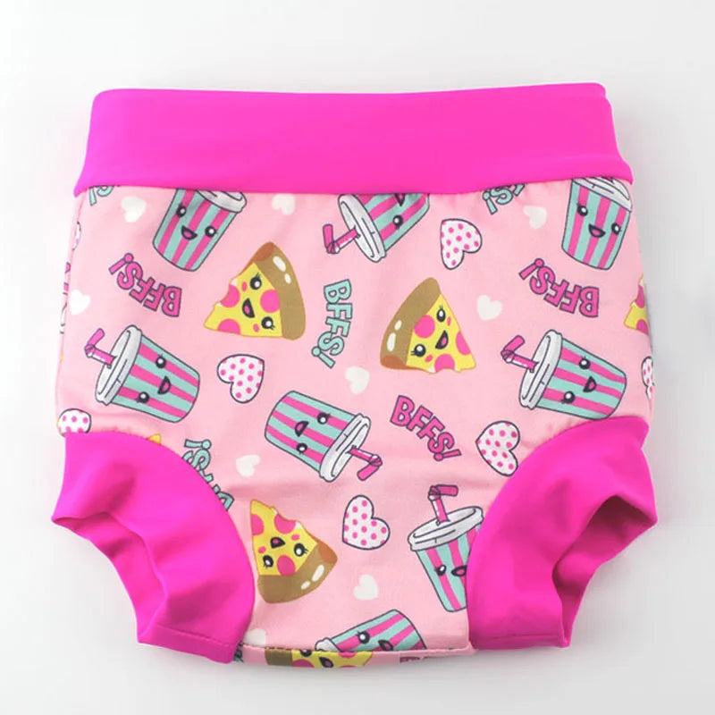 Couche de Bain Étanche Haute Ceinture Bébé - Maillot Dessin Animé Réutilisable Fille Garçon 7-15 kg