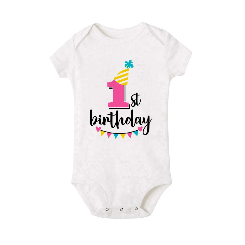 Body bébé fille « Mon 1er anniversaire » – Manches volantées