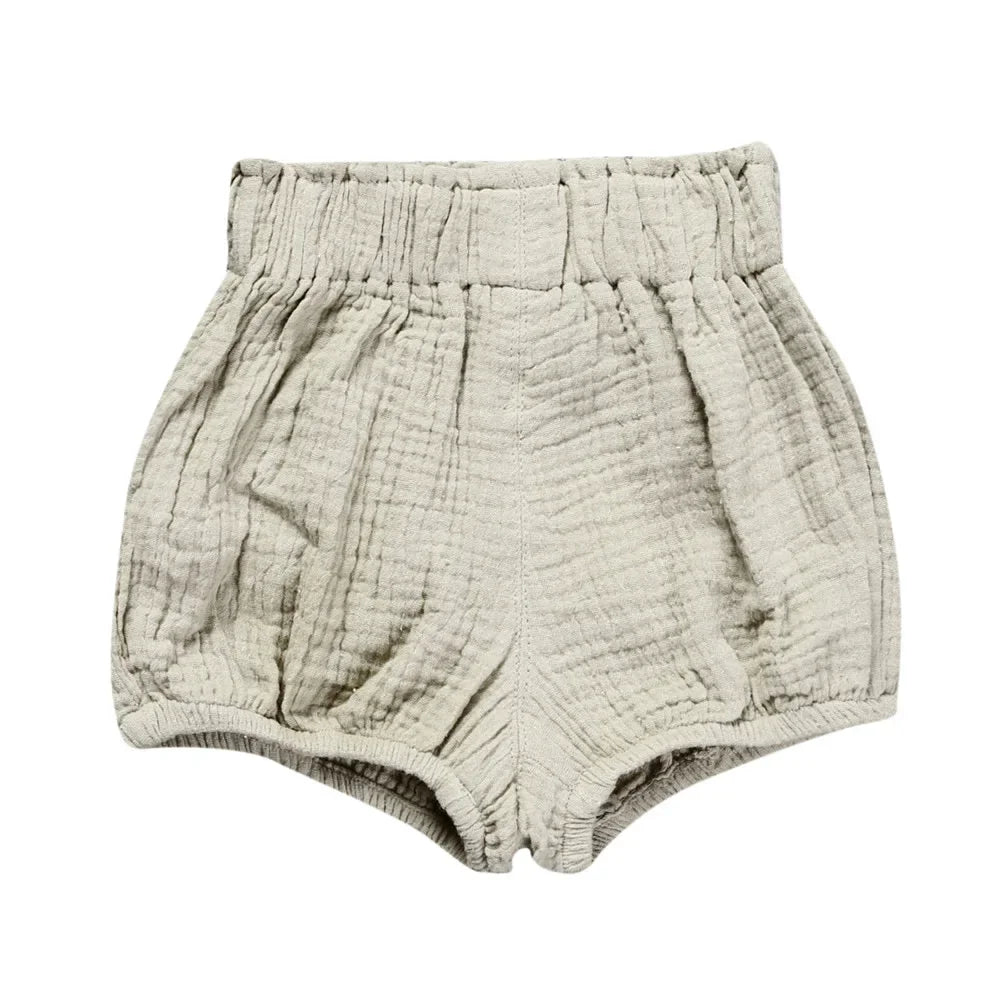 Short Bébé Coton Lin - Pantalon Court Confortable Fille Garçon, 3 Mois à 6 Ans, Été