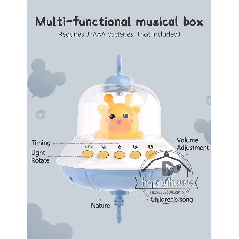 Mobile Musical pour Lit Bébé - Jouet avec Lumières, Musique et Projection, Télécommande Incluse