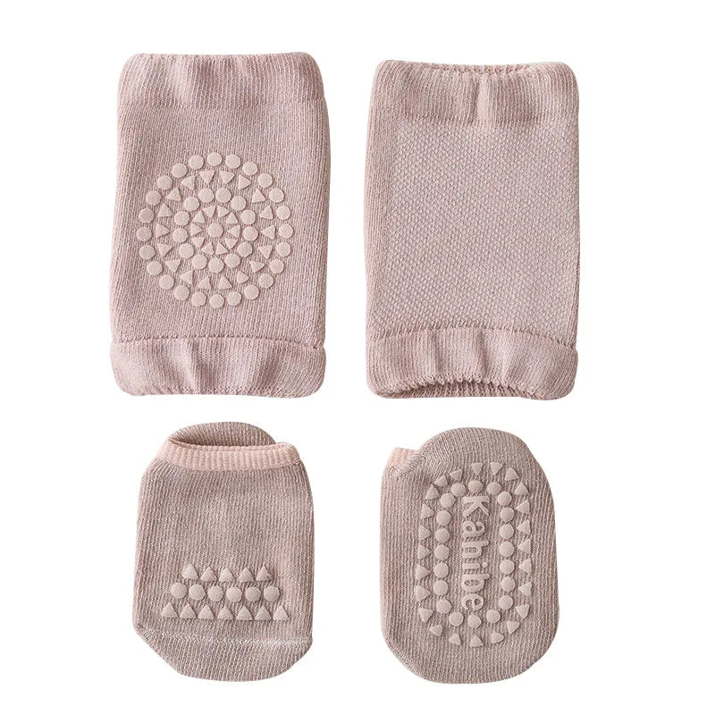 Set Genouillères + Chaussettes Antidérapantes Bébé - Protection Genou pour Ramper, Fille Garçon 0-3 Ans
