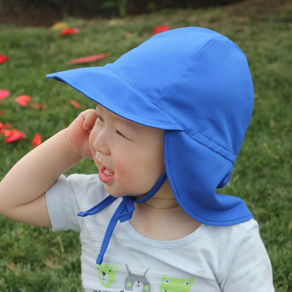 Chapeau de Soleil Réglable Bébé SPF50+ - Casquette Anti-UV Été Plage, Fille Garçon, Mesh Respirant