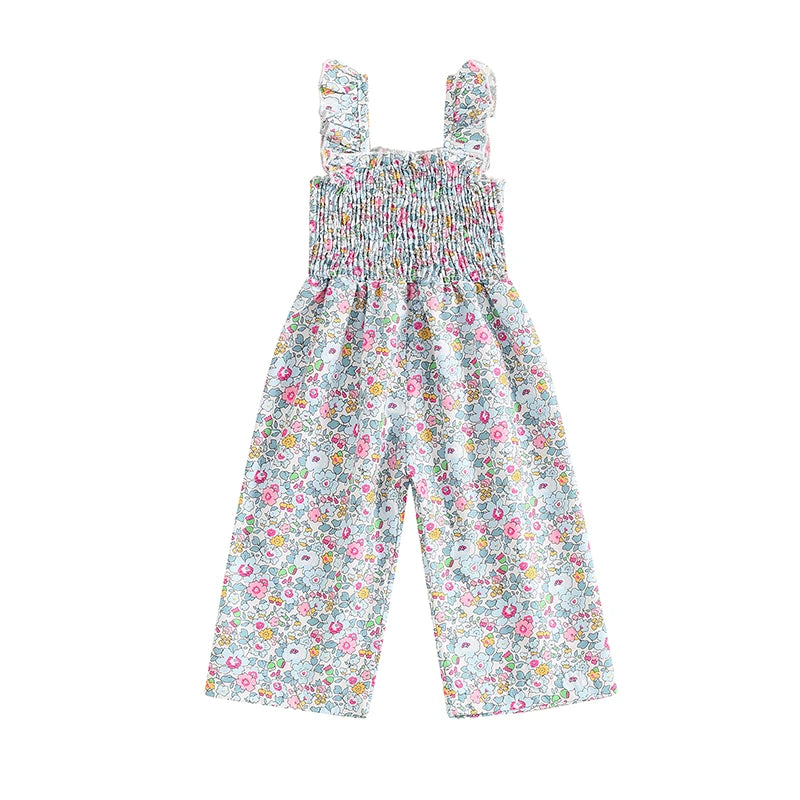 Combi-Short Floral Sans Manches Bébé Fille - Salopette Jambes Larges Été, 12M-4T