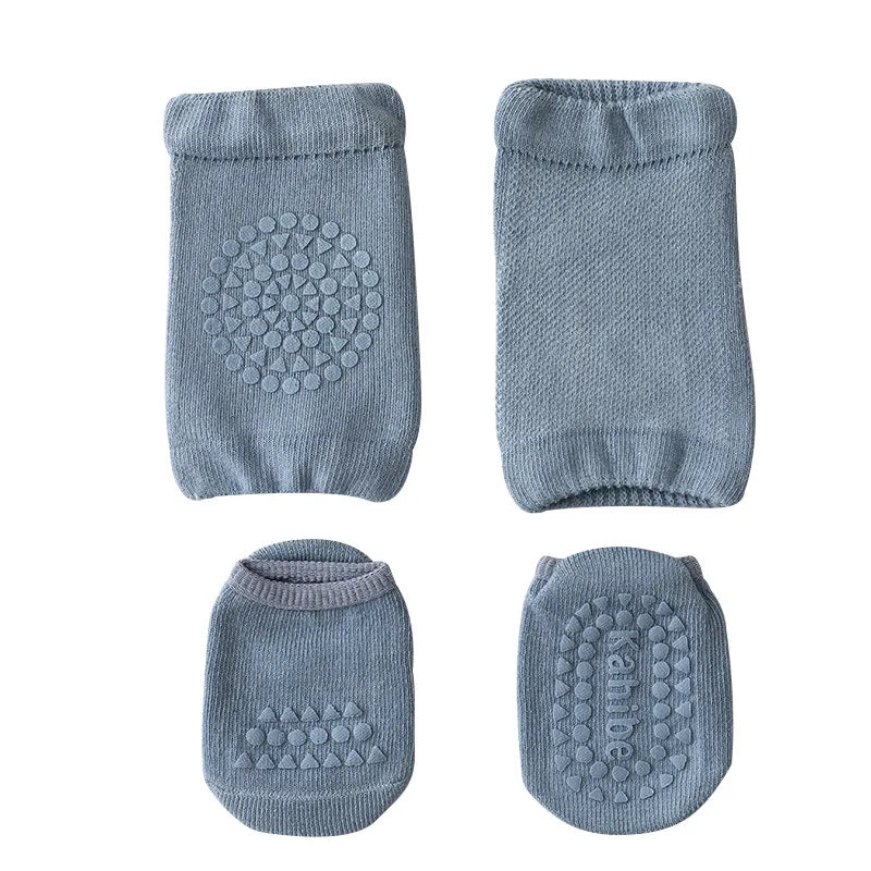 Set Genouillères + Chaussettes Antidérapantes Bébé - Protection Genou pour Ramper, Fille Garçon 0-3 Ans