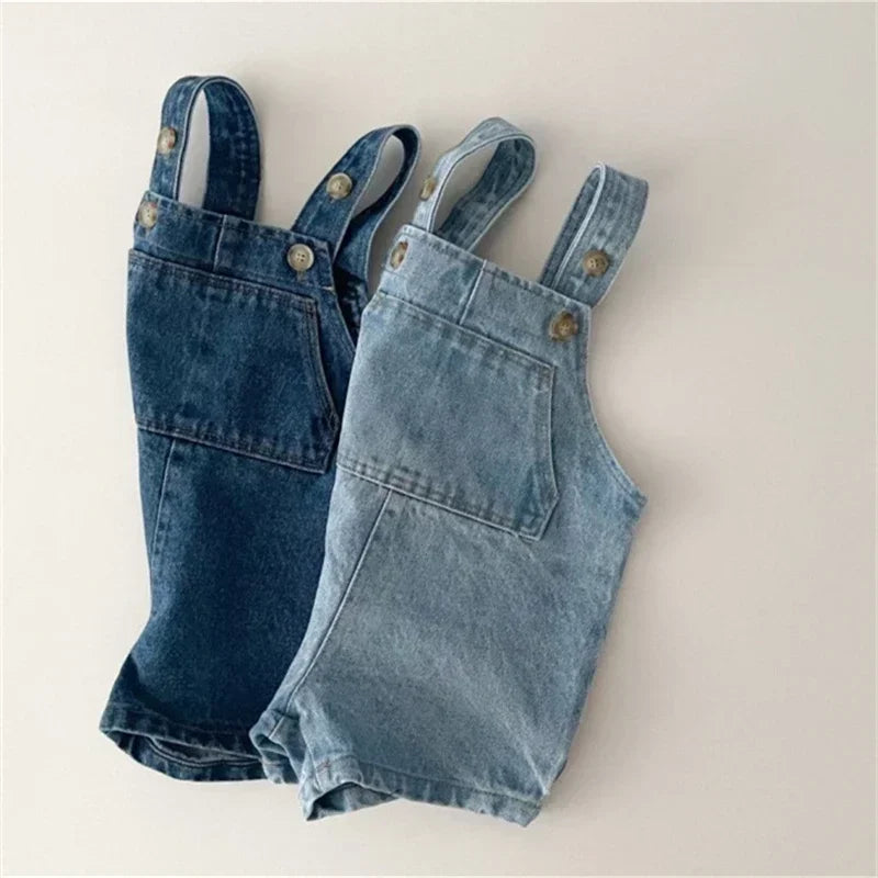 Salopette en Jean Bébé - Short À Bretelles Mixte Été, Fille Garçon 6M-3 Ans